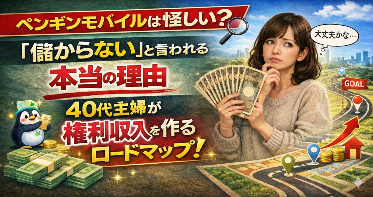 ペンギンモバイルは怪しい？「儲からない」と言われる本当の理由と、40代主婦が権利収入を作るロードマップ