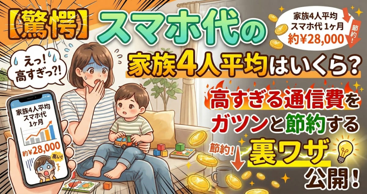 【驚愕】スマホ代の家族4人平均はいくら？高すぎる通信費をガツンと節約する裏ワザ