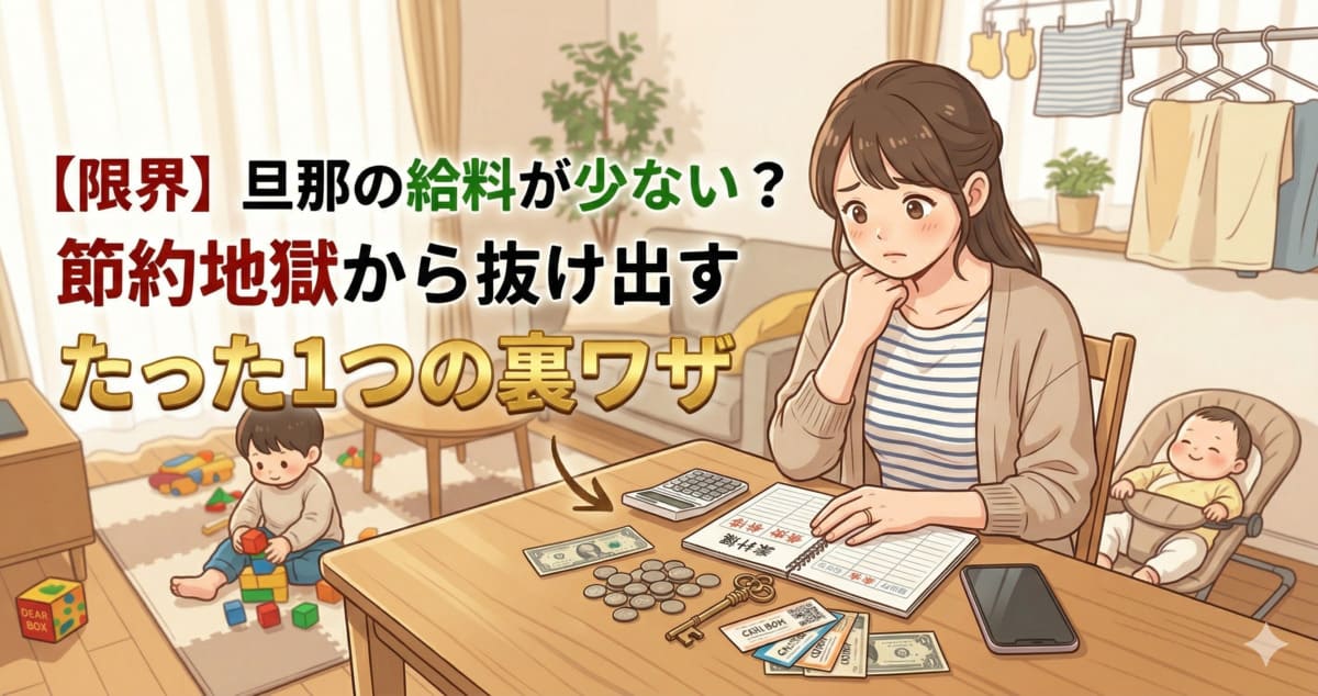 【限界】旦那の給料が少ない？節約地獄から抜け出すたった1つの裏ワザとは？