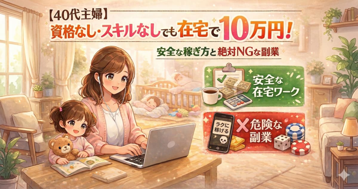 【40代主婦】資格なし・スキルなしでも在宅で月5万円！安全な稼ぎ方と絶対NGな副業