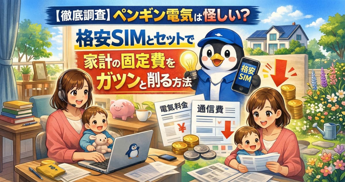【徹底調査】ペンギン電気は怪しい？格安SIMとセットで家計の固定費をガツンと削る方法