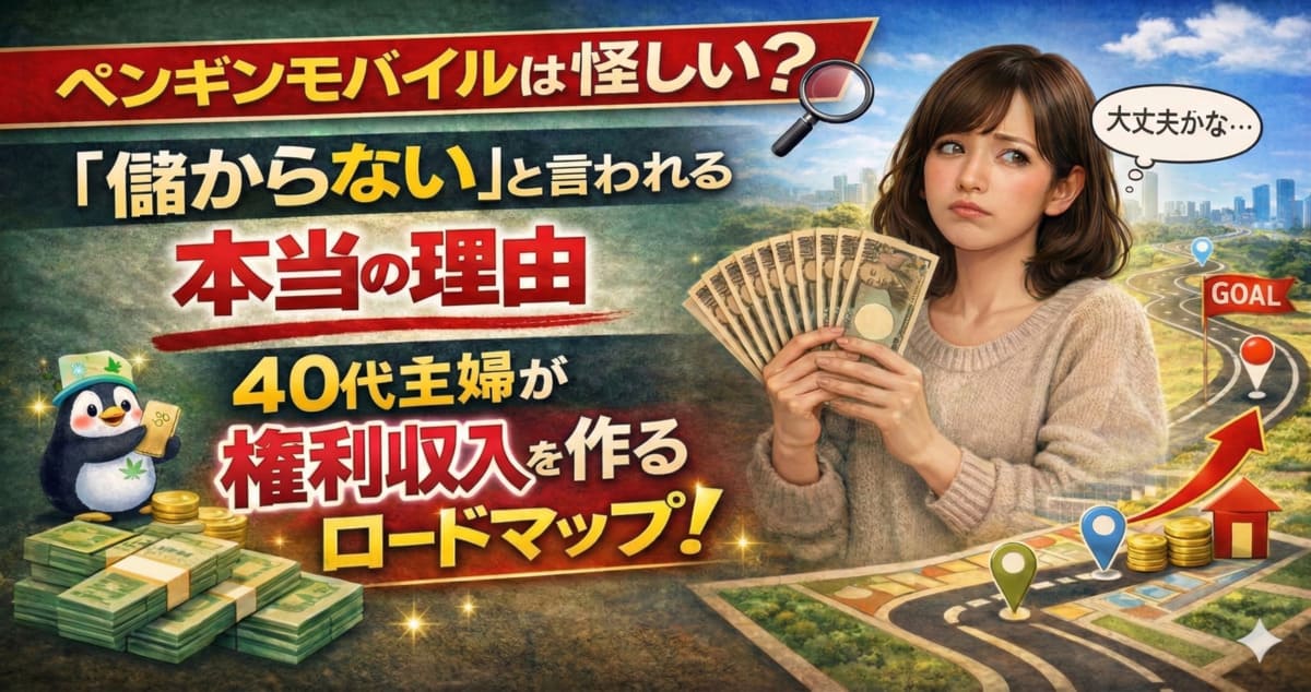 ペンギンモバイルは怪しい？「儲からない」と言われる本当の理由と、40代主婦が権利収入を作るロードマップ
