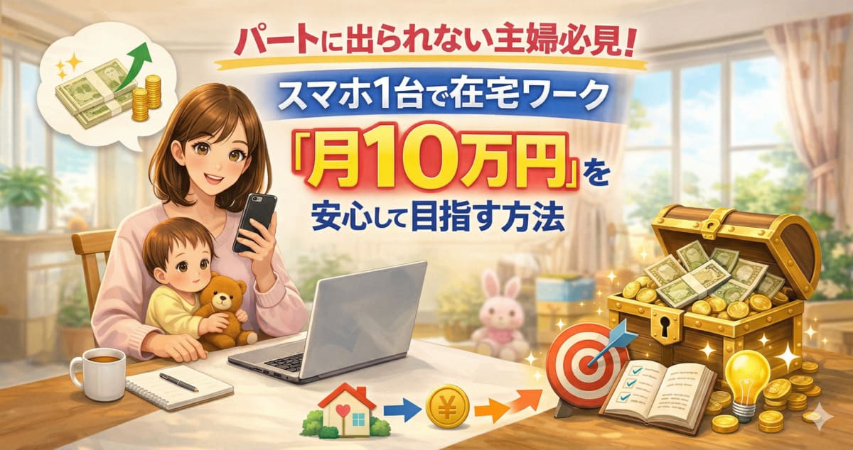パートに出られない主婦必見！スマホ1台・在宅で「月10万円」を安全に作るロードマップ