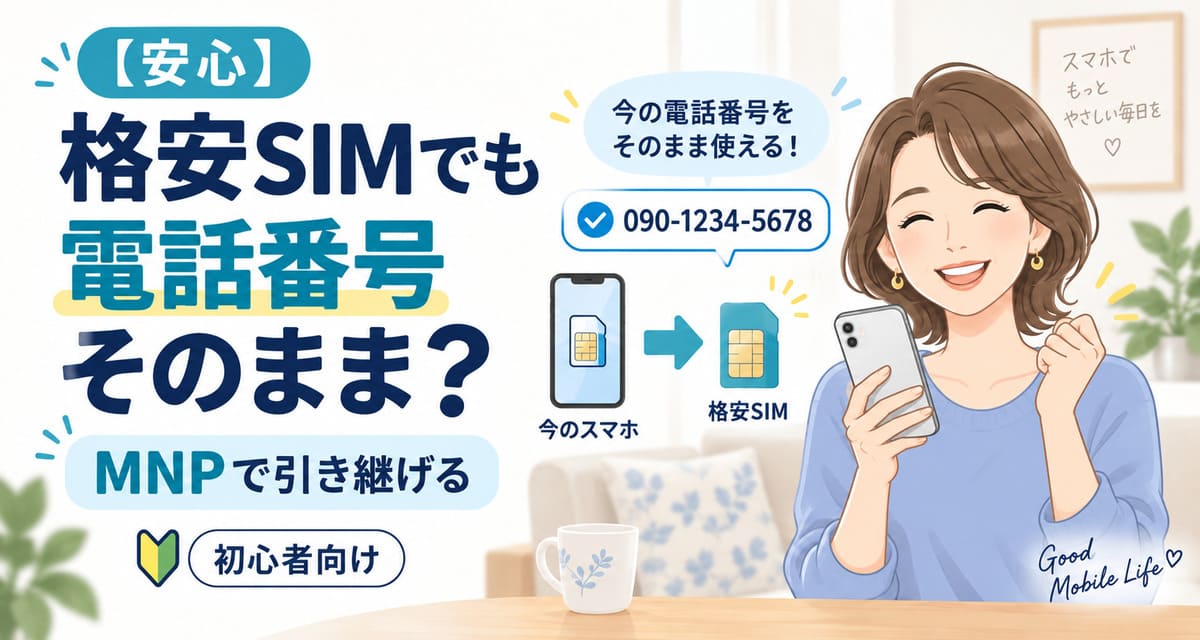 格安SIMに乗り換えても電話番号をそのまま使えるMNPの仕組みを紹介する画像